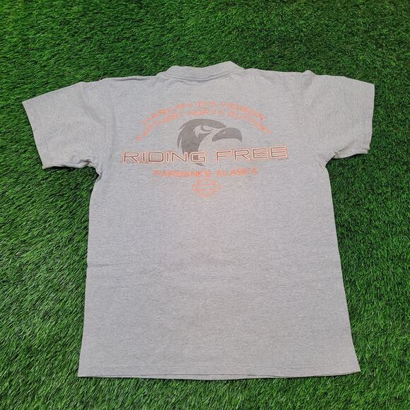 VTG Y2K Harley-Davidson T-Shirt Mens M Fairbanks AK Dealer Tee Biker Dealer Tee - Picture 4 of 8
